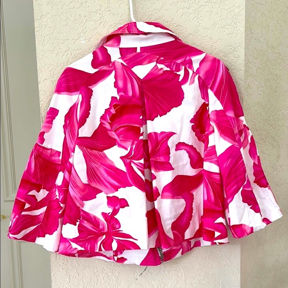 CACHE Pink and White Geometric Puffer Coat - Picture 8 of 9